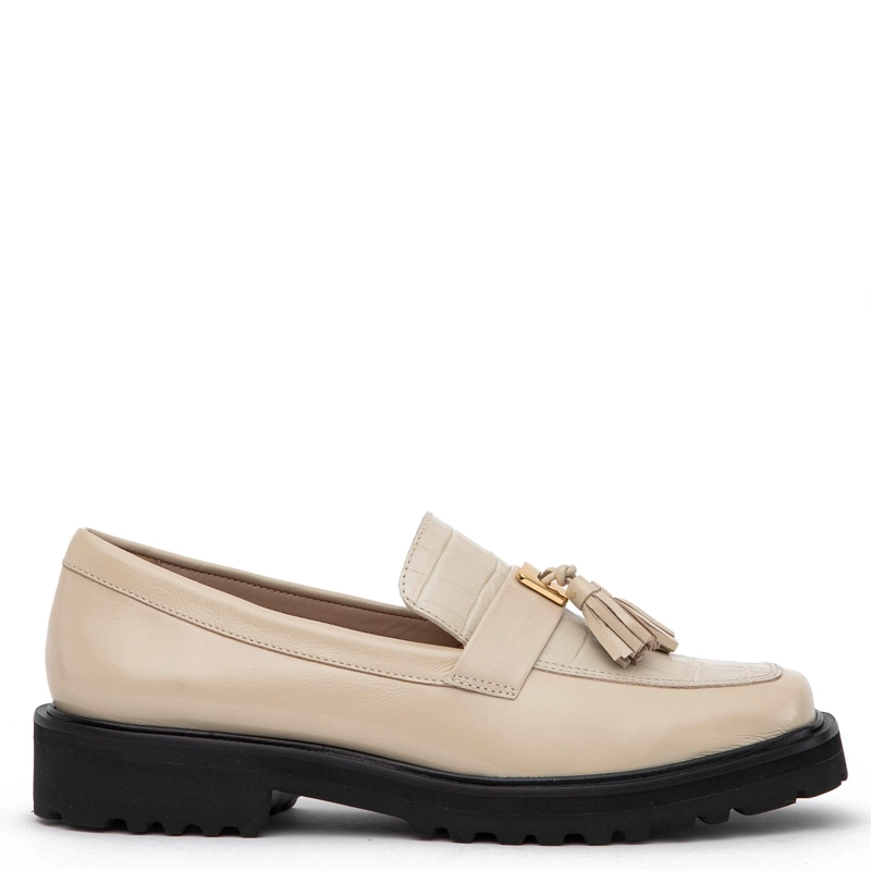 MOCASIN DE CUERO MUJER GACEL OFF WHITE AILEEN - 1
