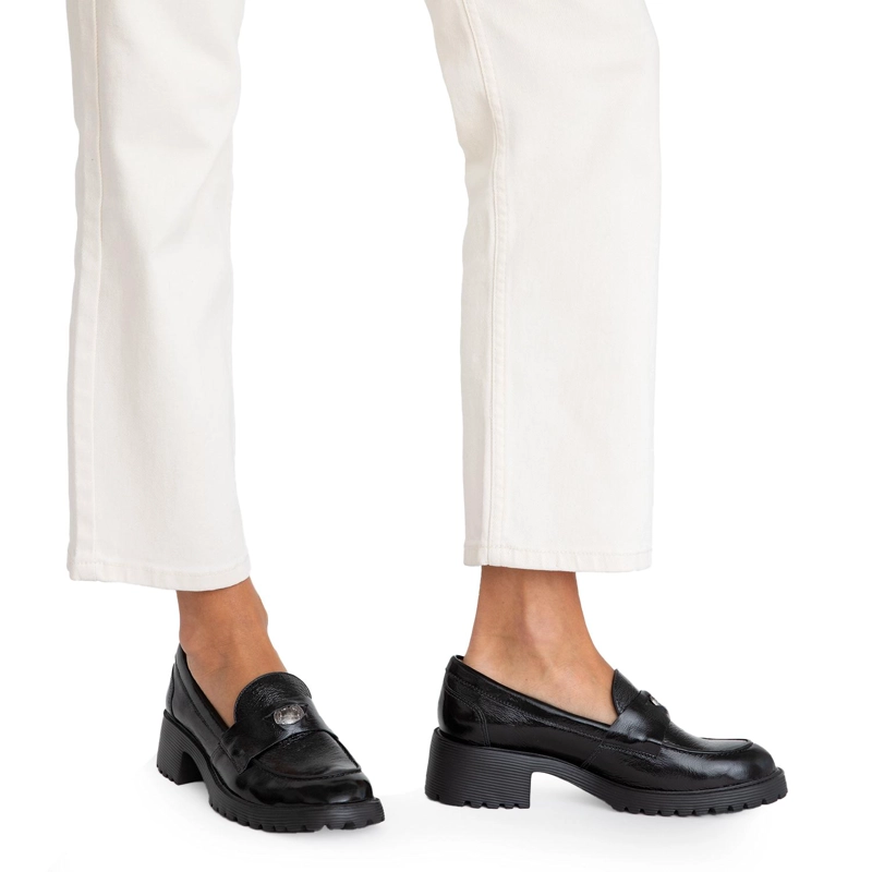 MOCASIN DE CUERO MUJER GACEL NEGRO BELEN - 2