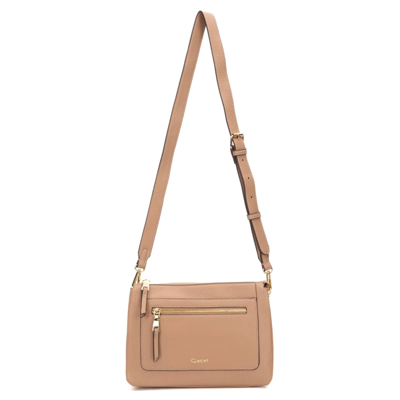 CARTERA MUJER GACEL TAUPE BANDOLERA GRANDE - 1