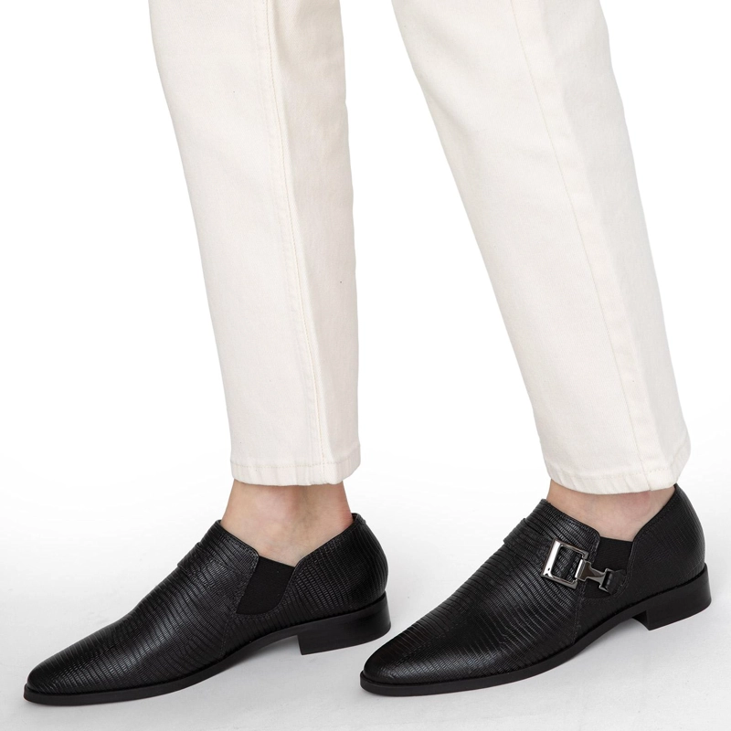 ZAPATO DE CUERO MUJER GACEL NEGRO CRUZ - 2