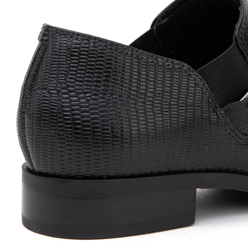 ZAPATO DE CUERO MUJER GACEL NEGRO CRUZ - 4