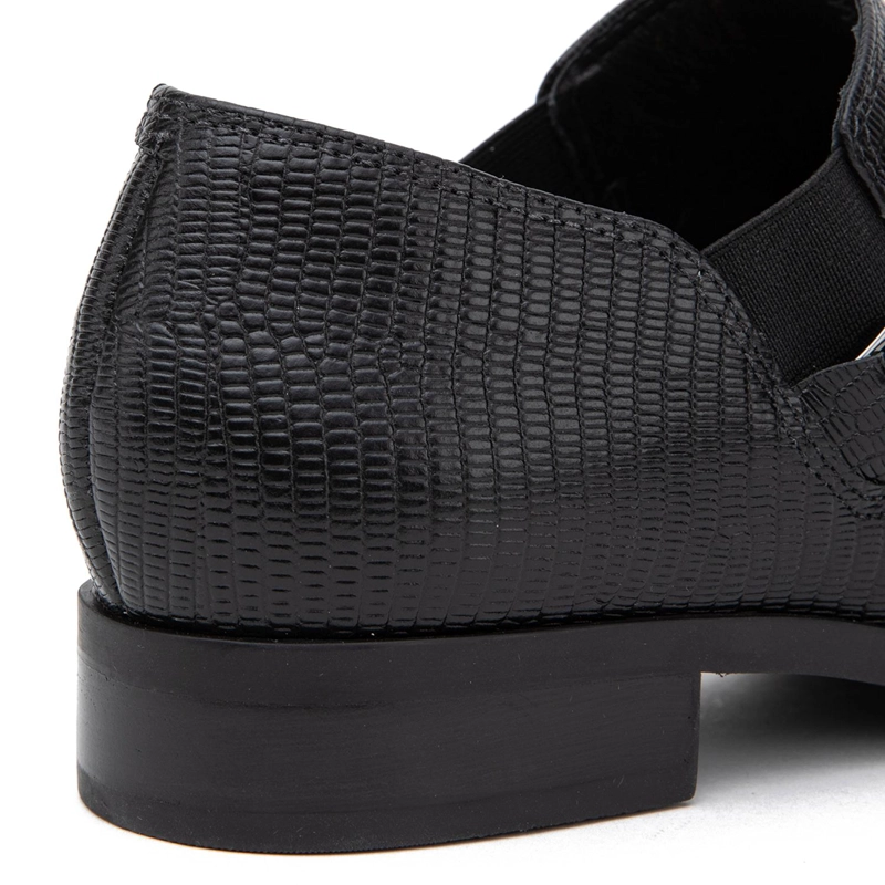 ZAPATO DE CUERO MUJER GACEL NEGRO CRUZ - 4