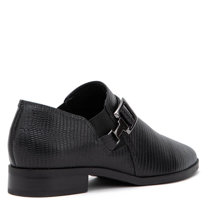 ZAPATO DE CUERO MUJER GACEL NEGRO CRUZ - 5