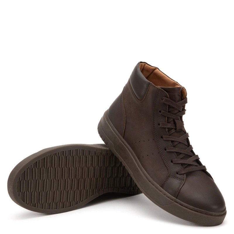 ZAPATILLA CAÑA ALTA DE CUERO HOMBRE GUANTE CHOCOLATE HONG KONG - 4