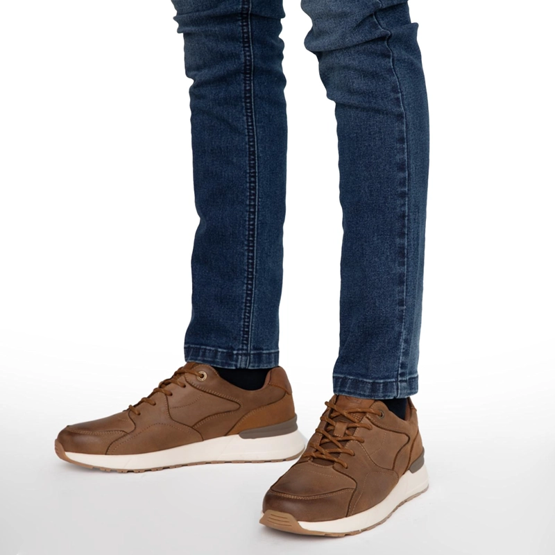 ZAPATILLA DE CUERO HOMBRE GUANTE CAMEL KIOTO - 2