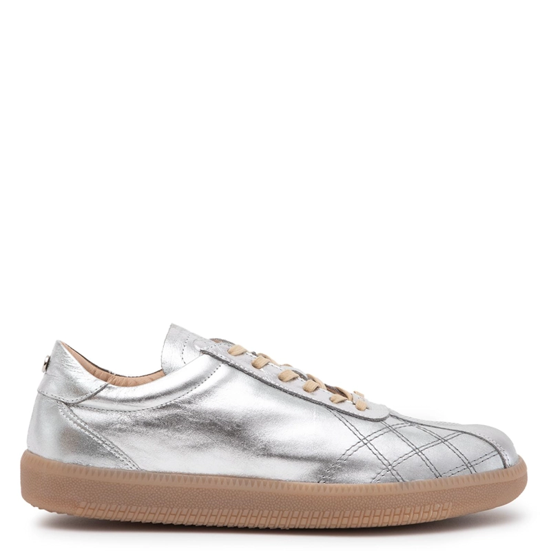 ZAPATILLA DE CUERO MUJER GACEL PLATEADO DAFNE - 1