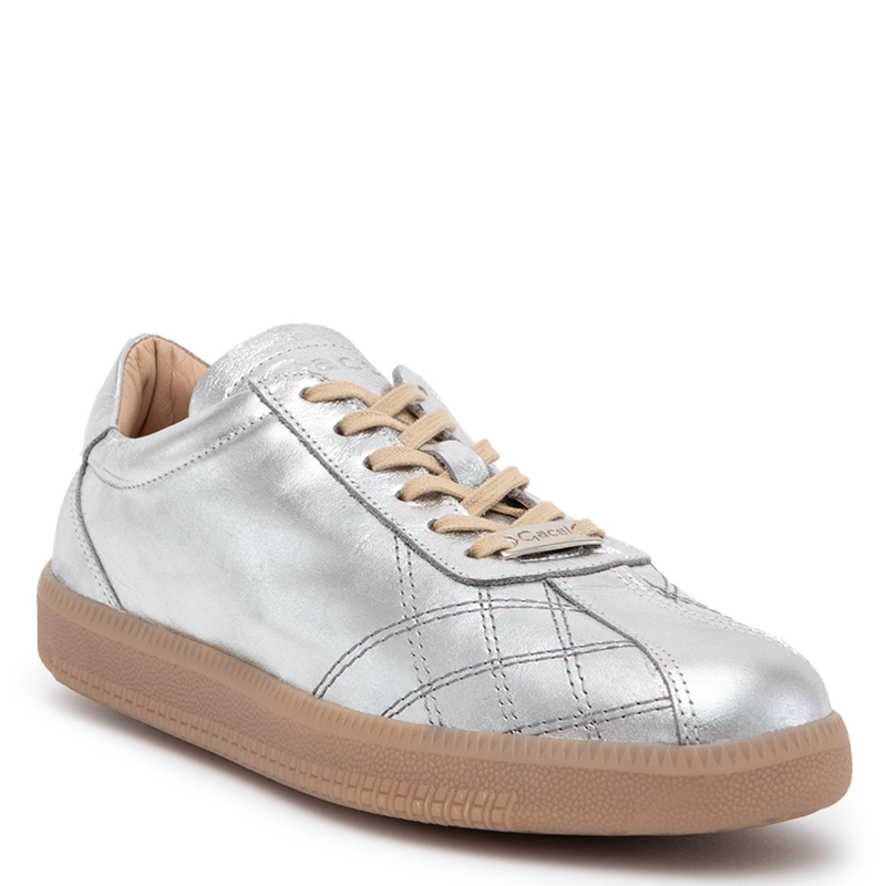 ZAPATILLA DE CUERO MUJER GACEL PLATEADO DAFNE - 3