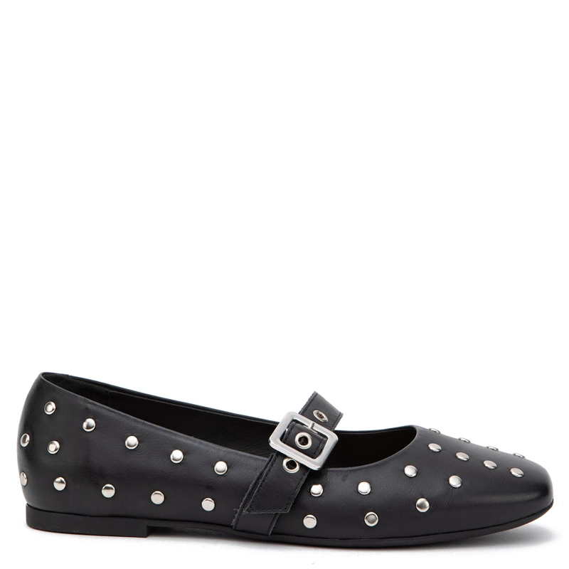 BALLERINA DE CUERO MUJER GACEL NEGRO ABI - 1