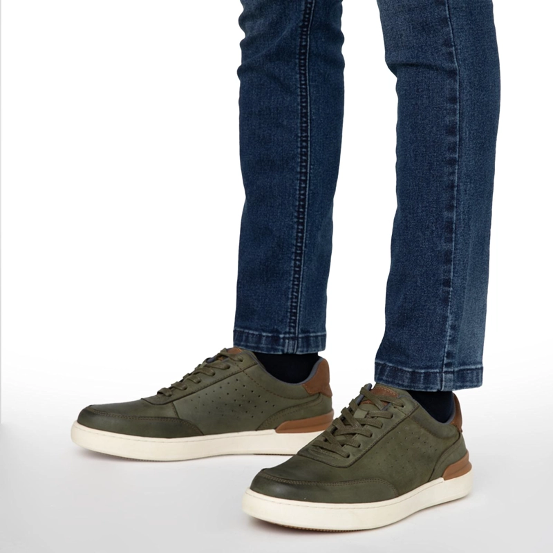 ZAPATILLA DE CUERO HOMBRE GUANTE OLIVO NOTO 0036216 - 2