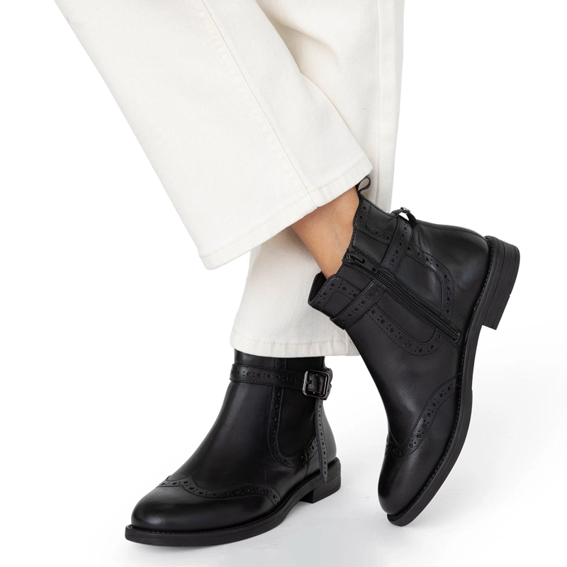 BOTIN DE CUERO MUJER GACEL NEGRO RIDE 0660987 - 2