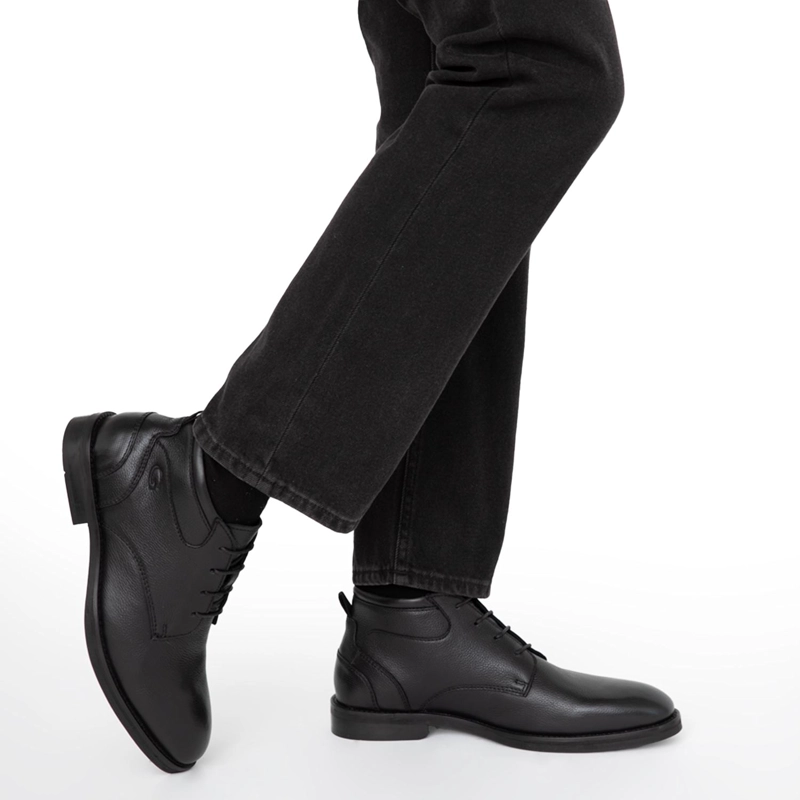 BOTIN DE CUERO HOMBRE GUANTE NEGRO BURDEOS - 2