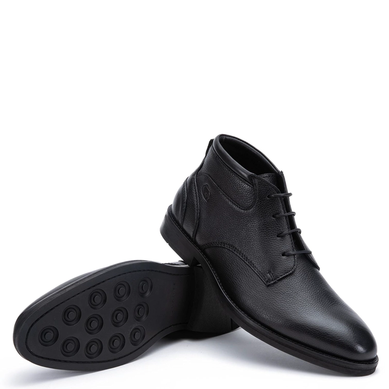 BOTIN DE CUERO HOMBRE GUANTE NEGRO BURDEOS - 4