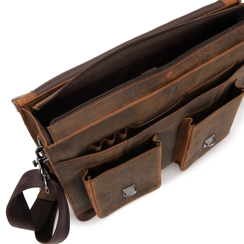 BOLSO DE CUERO HOMBRE GUANTE TOSTADO MALETIN NOTEBOOK - 4