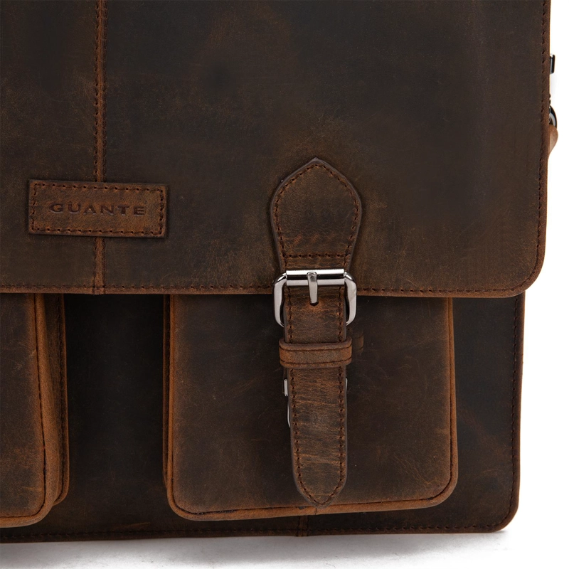 BOLSO DE CUERO HOMBRE GUANTE TOSTADO MALETIN NOTEBOOK - 5