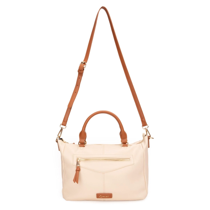 CARTERA MUJER GACEL OFF WHITE DOS ASAS MEDIANA - 1