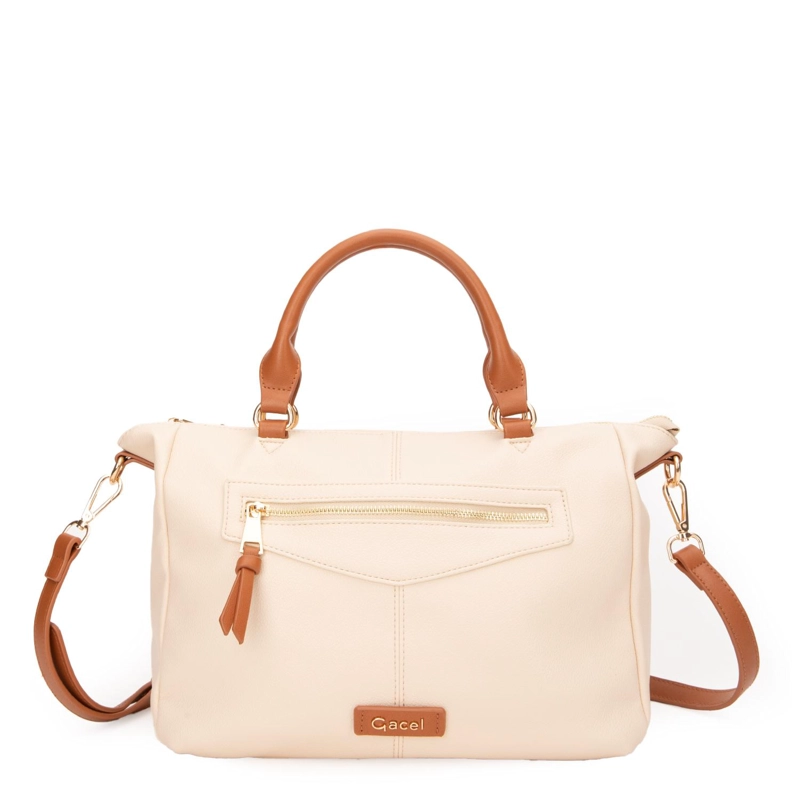 CARTERA MUJER GACEL OFF WHITE DOS ASAS MEDIANA - 2