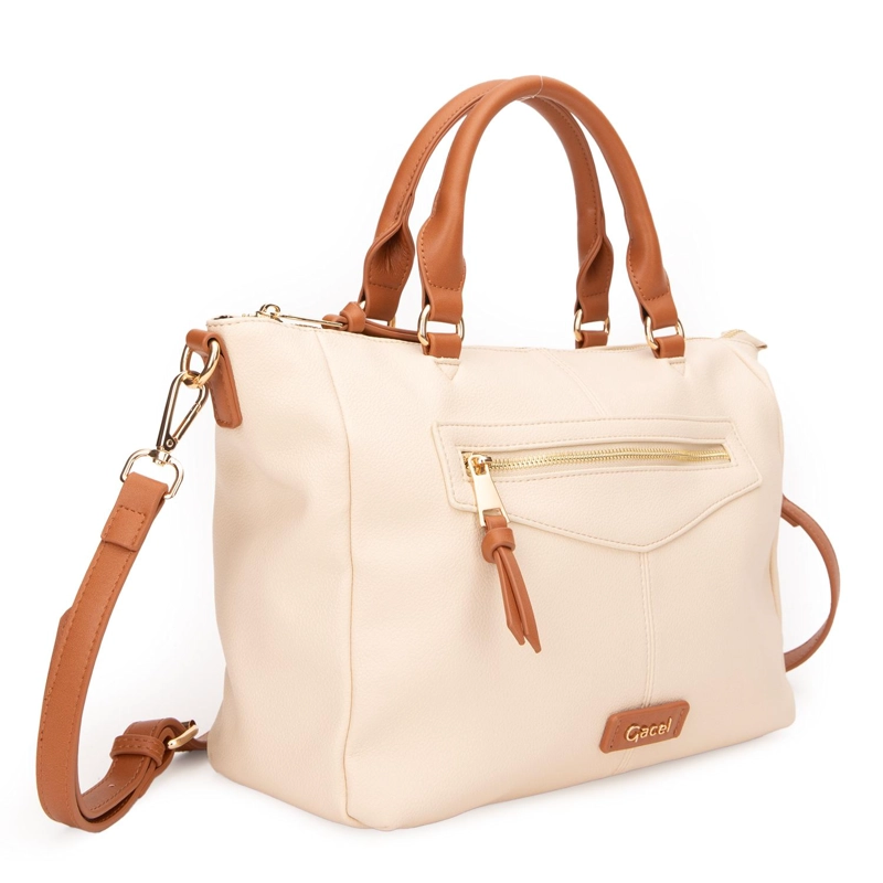 CARTERA MUJER GACEL OFF WHITE DOS ASAS MEDIANA - 4