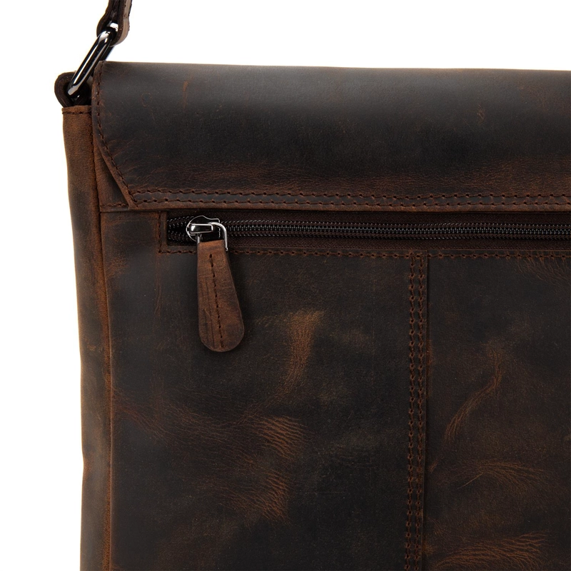 BOLSO DE CUERO HOMBRE GUANTE CHOCOLATE MORRAL - 5