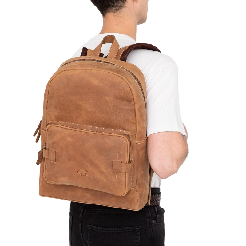 MOCHILA DE CUERO HOMBRE GUANTE TOSTADO VIAJE - 2