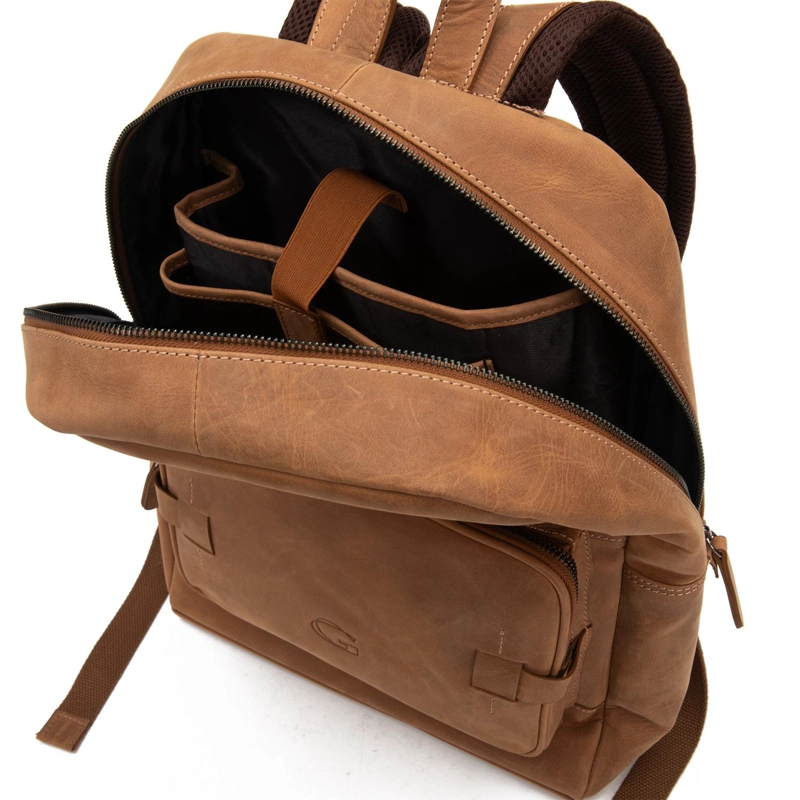 MOCHILA DE CUERO HOMBRE GUANTE TOSTADO VIAJE - 5