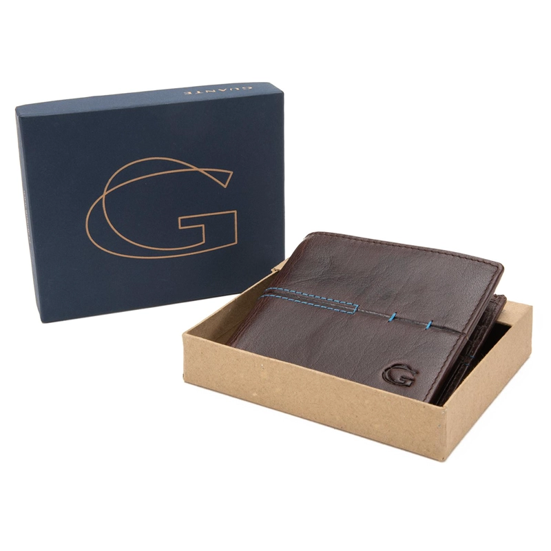 BILLETERA DE CUERO HOMBRE GUANTE CAFE  SIMPLE - 4