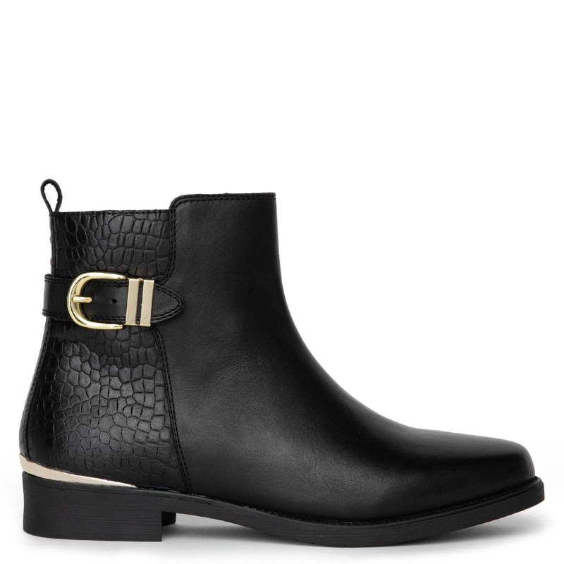 BOTIN DE CUERO MUJER GACEL NEGRO HORTENCIA - 1