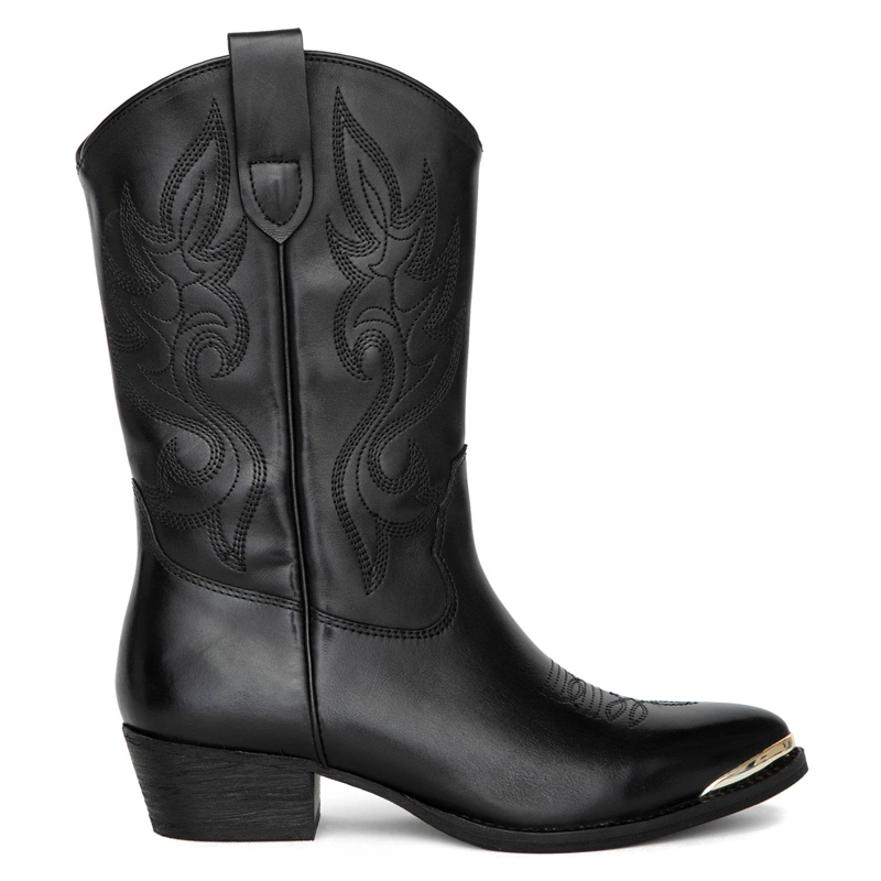 BOTA DE CUERO MUJER GACEL NEGRO ASHLEY 0661079 - 1