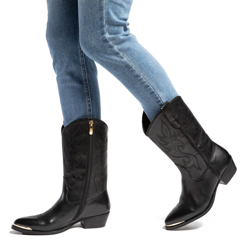 BOTA DE CUERO MUJER GACEL NEGRO ASHLEY 0661079 - 2
