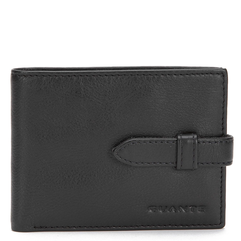 BILLETERA DE CUERO HOMBRE GUANTE NEGRO BILLETERA CON STRAP - 1