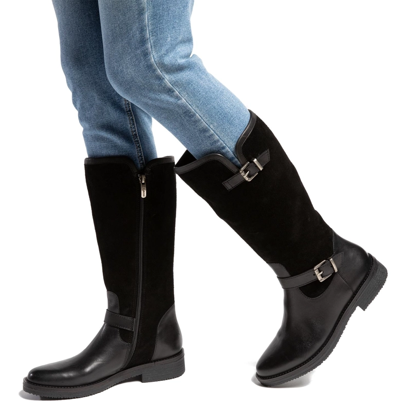 BOTA DE CUERO MUJER GACEL NEGRO NORA - 2