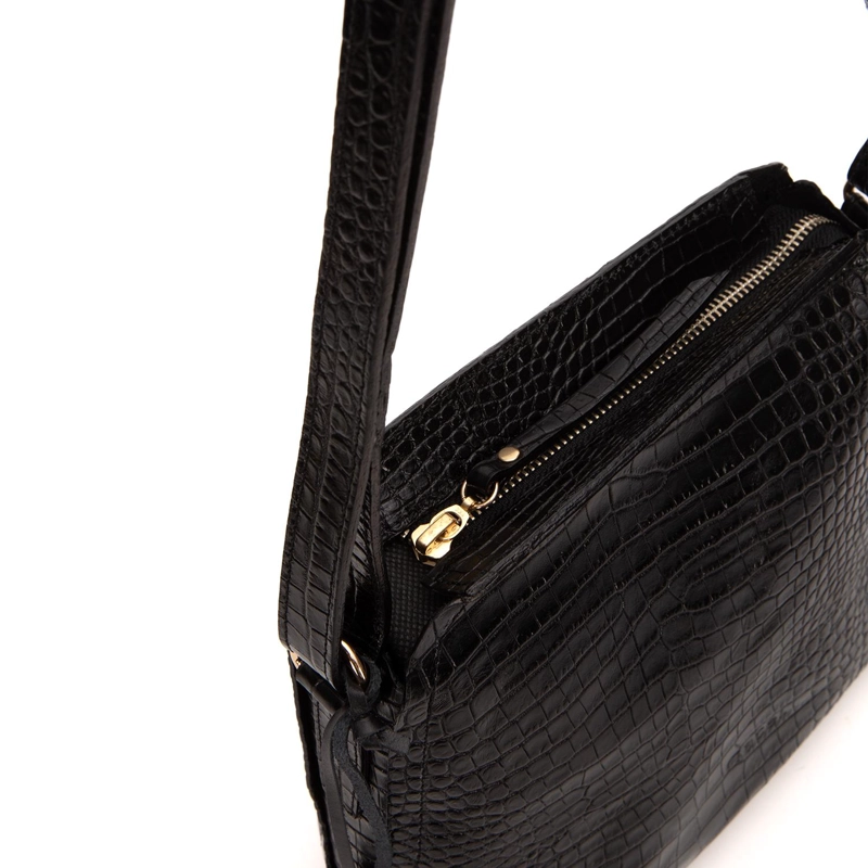 CARTERA DE CUERO MUJER GACEL NEGRO BANDOLERA GRANDE CAR2805 - 4