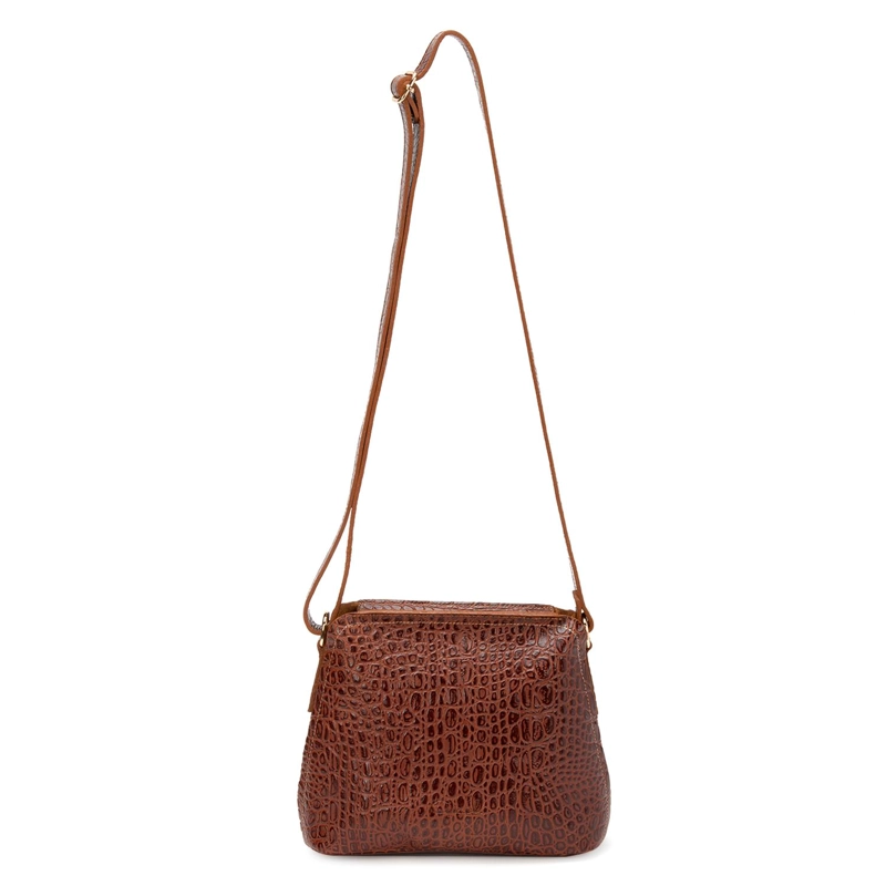 CARTERA DE CUERO MUJER GACEL CHOCOLATE BANDOLERA GRANDE - 1