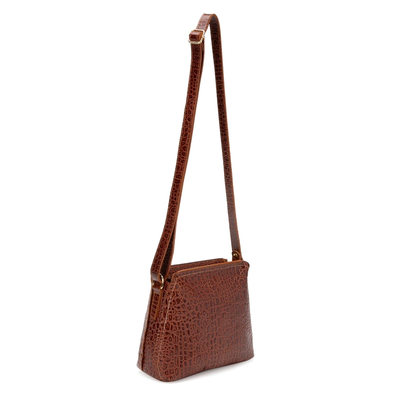 CARTERA DE CUERO MUJER GACEL CHOCOLATE BANDOLERA GRANDE - 3