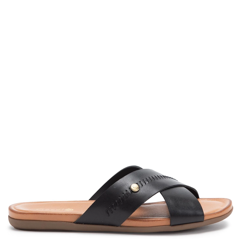 SANDALIA DE CUERO MUJER GACEL NEGRO FI - 1