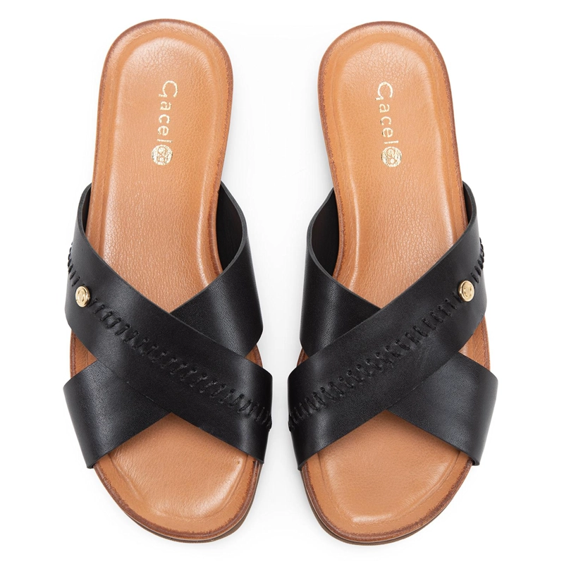 SANDALIA DE CUERO MUJER GACEL NEGRO FI - 4