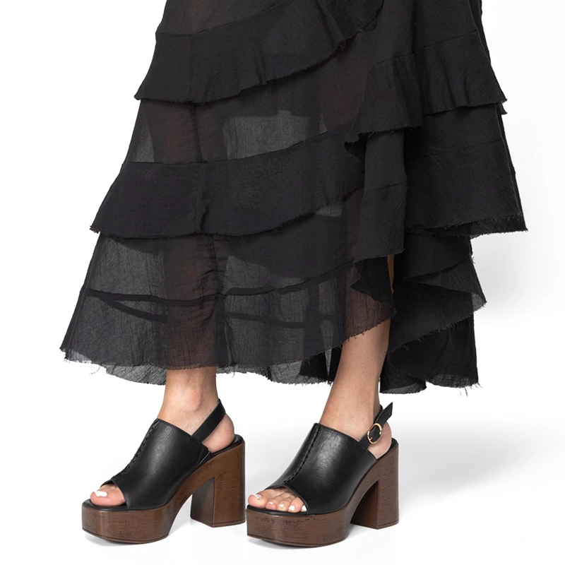 SANDALIA DE CUERO MUJER GACEL NEGRO FLO - 2