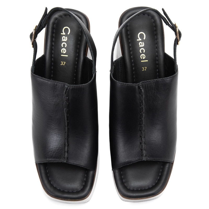 SANDALIA DE CUERO MUJER GACEL NEGRO FLO - 4