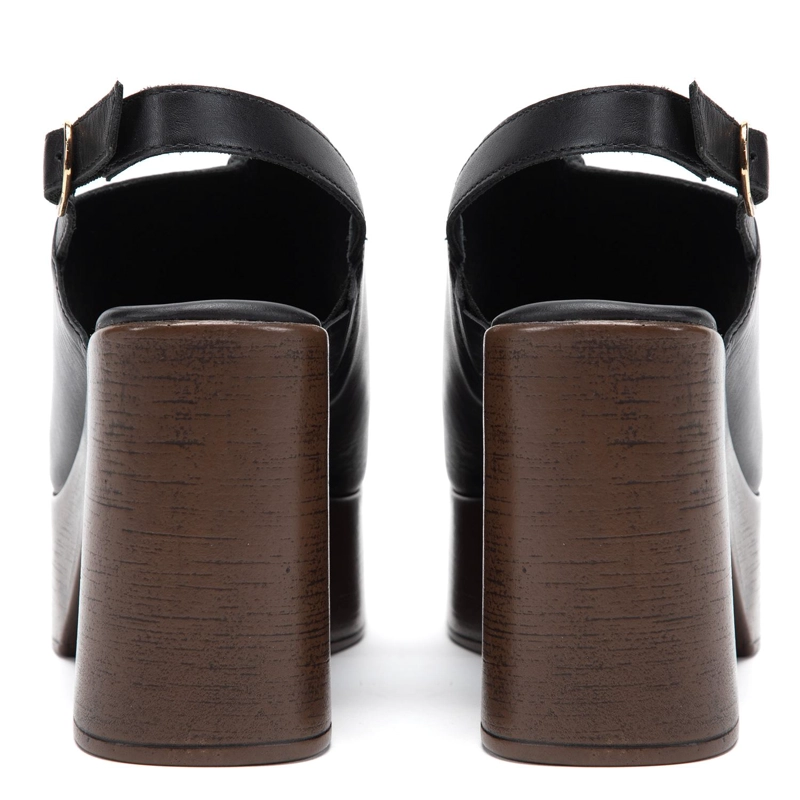SANDALIA DE CUERO MUJER GACEL NEGRO FLO - 5