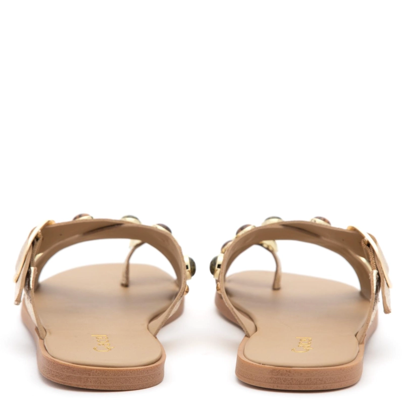 SANDALIA DE CUERO MUJER GACEL DORADO NACHA - 5