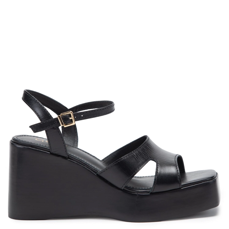 SANDALIA DE CUERO MUJER GACEL NEGRO INIGA 0661246 - 1