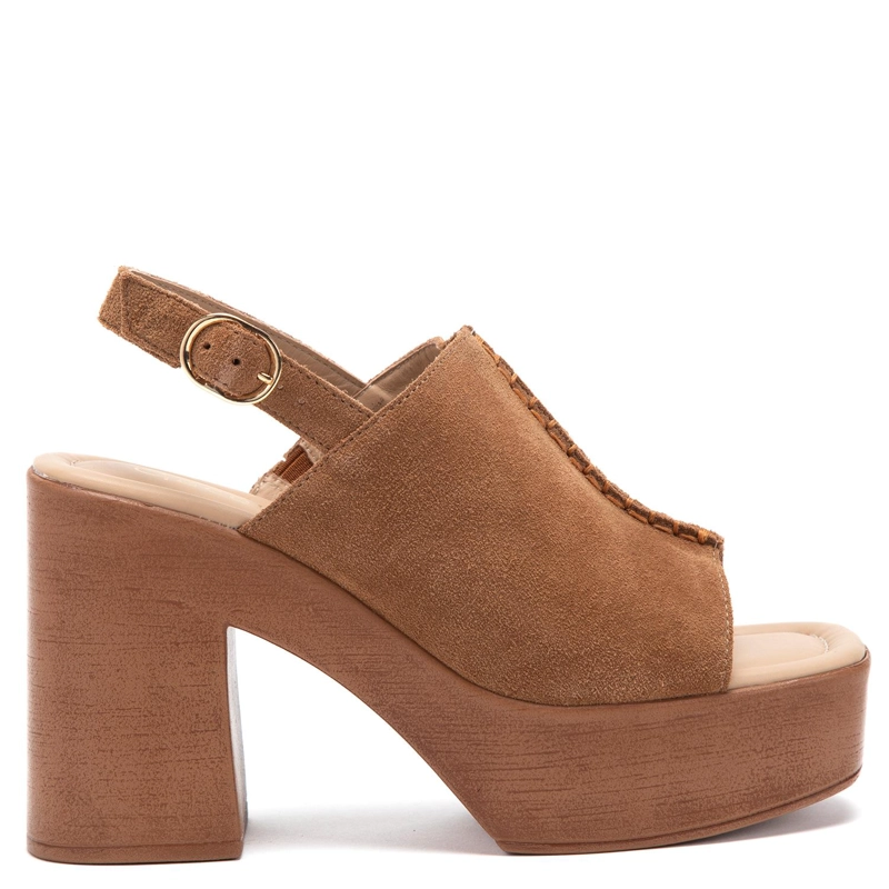SANDALIA DE CUERO MUJER GACEL CAMEL FLO - 1