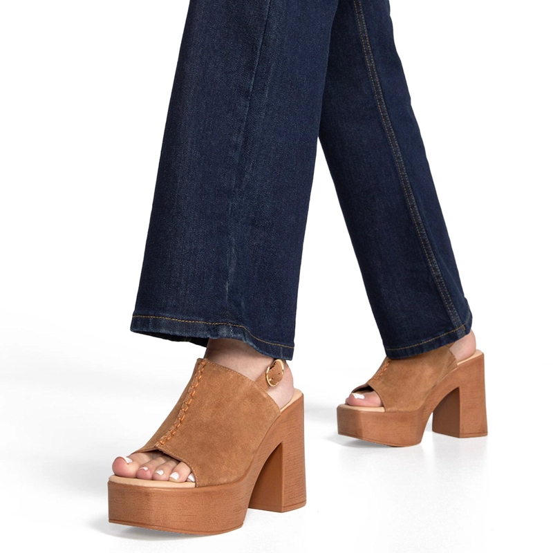 SANDALIA DE CUERO MUJER GACEL CAMEL FLO - 2