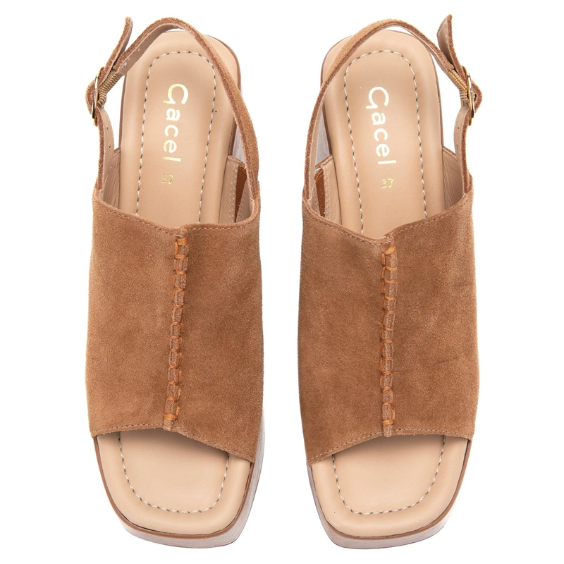 SANDALIA DE CUERO MUJER GACEL CAMEL FLO - 4