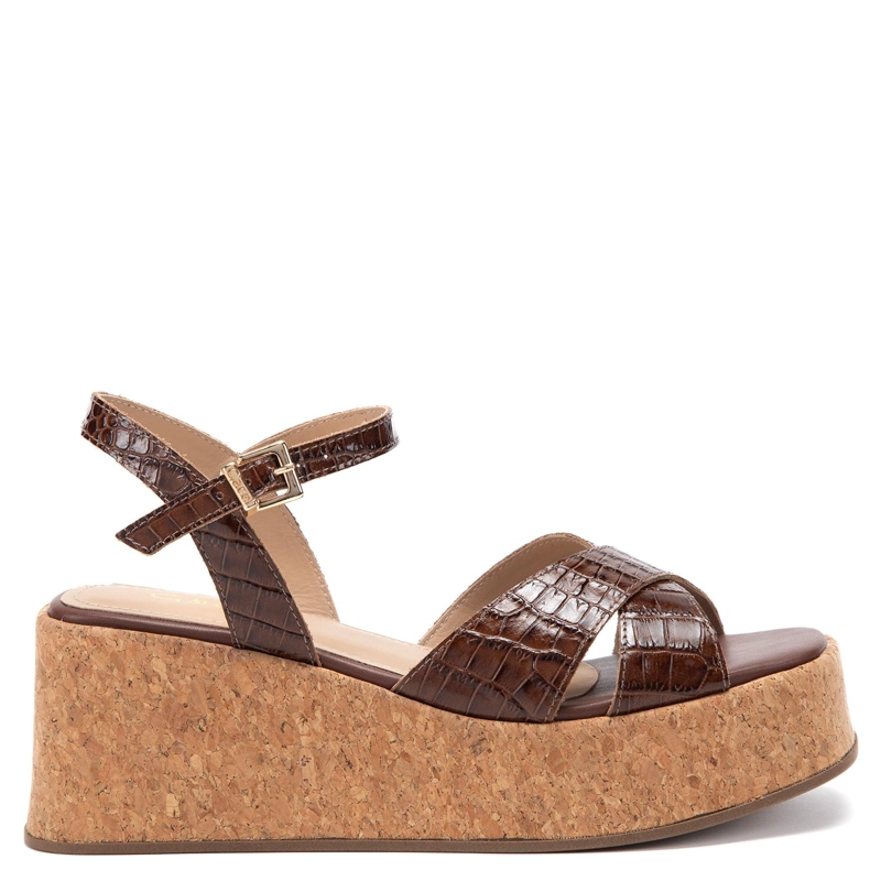 SANDALIA DE CUERO MUJER GACEL CHOCOLATE CARRY - 1