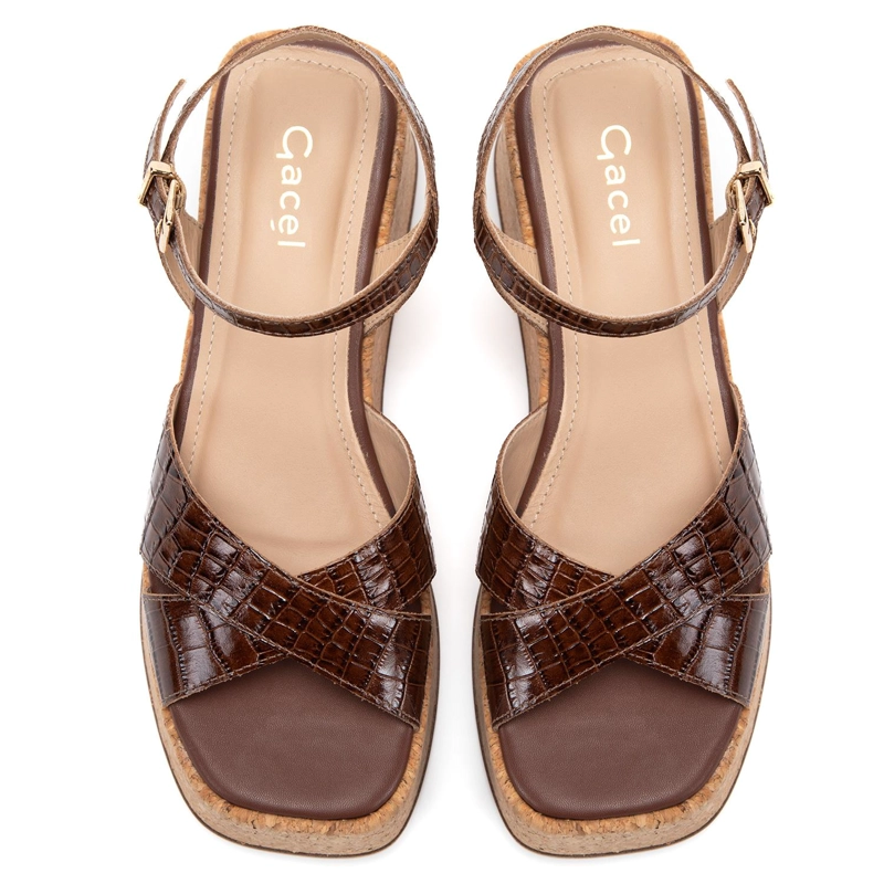 SANDALIA DE CUERO MUJER GACEL CHOCOLATE CARRY - 4