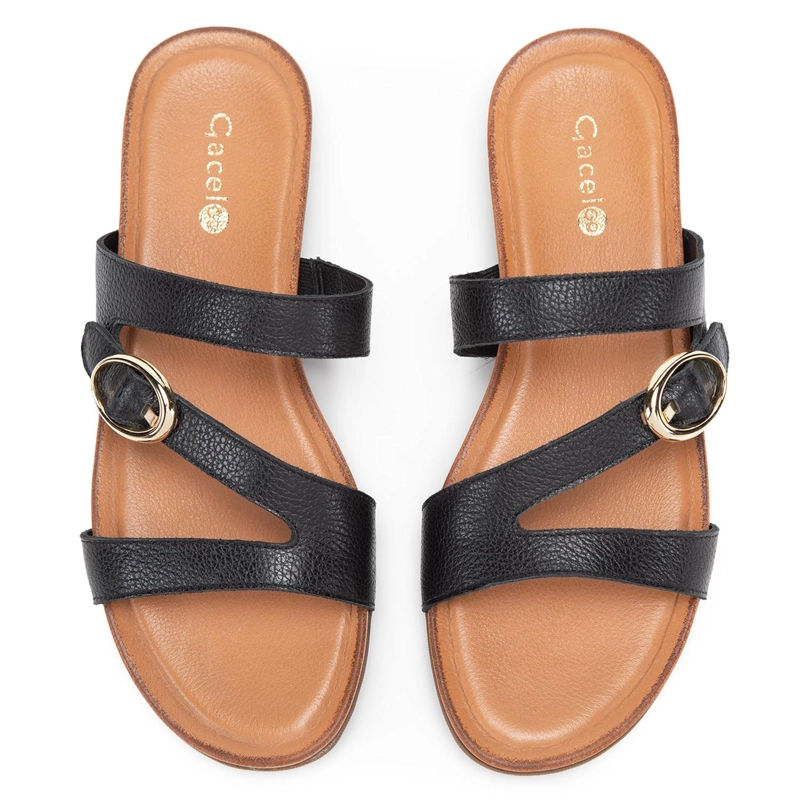 SANDALIA DE CUERO MUJER GACEL NEGRO FI - 4
