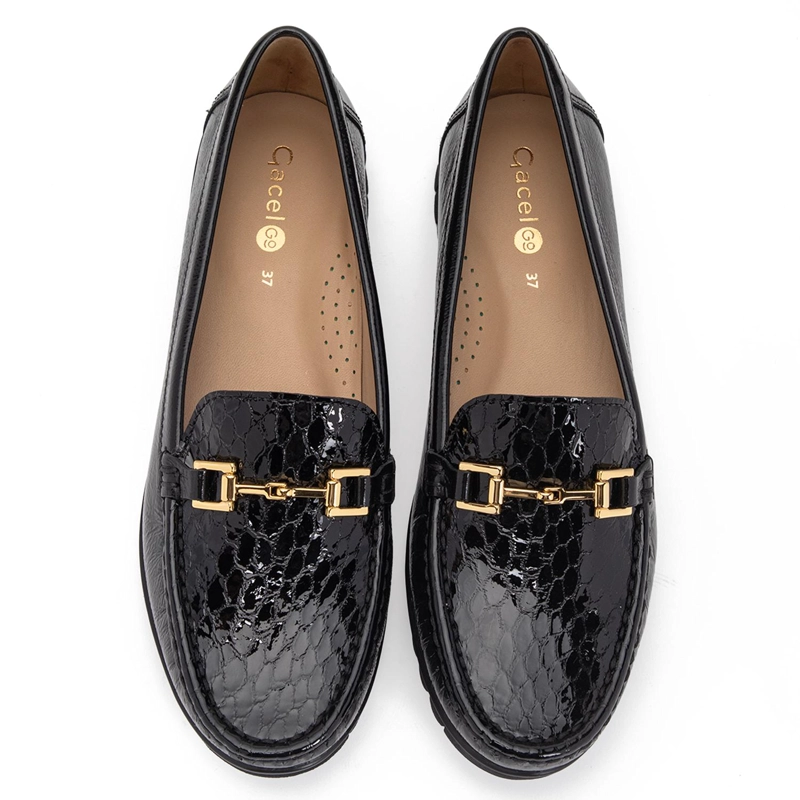 MOCASIN DE CUERO MUJER GACEL NEGRO TRINI - 4
