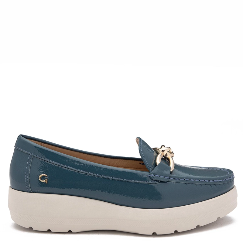 MOCASIN DE CUERO MUJER GACEL AZUL LOCANDA - 1