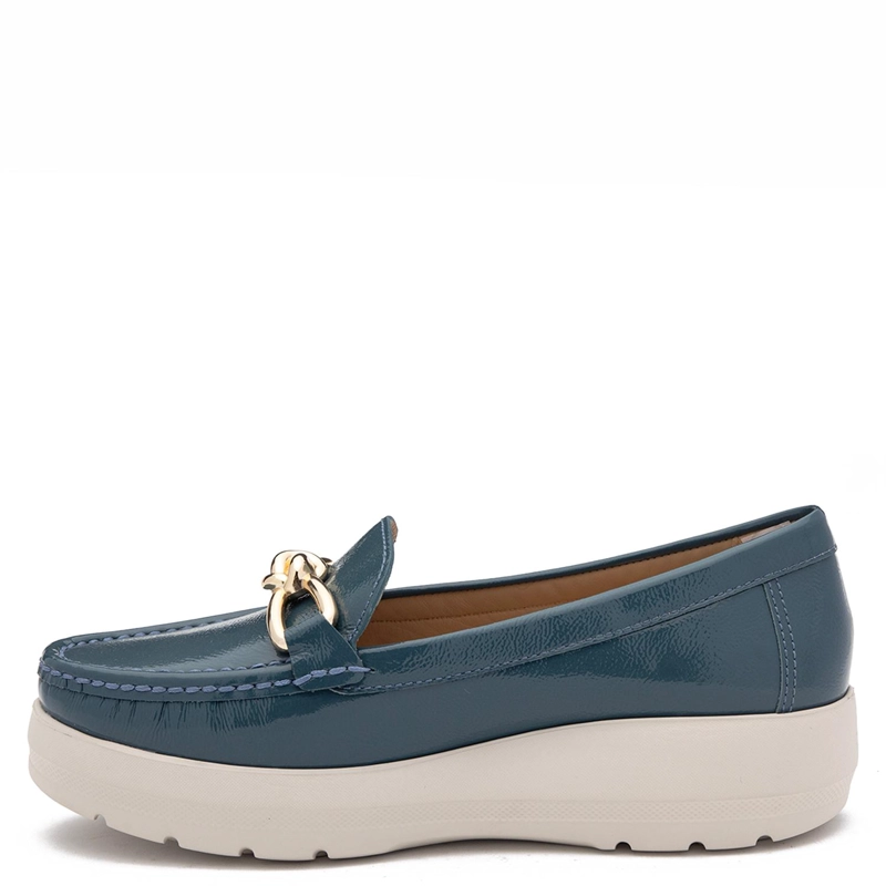 MOCASIN DE CUERO MUJER GACEL AZUL LOCANDA - 3