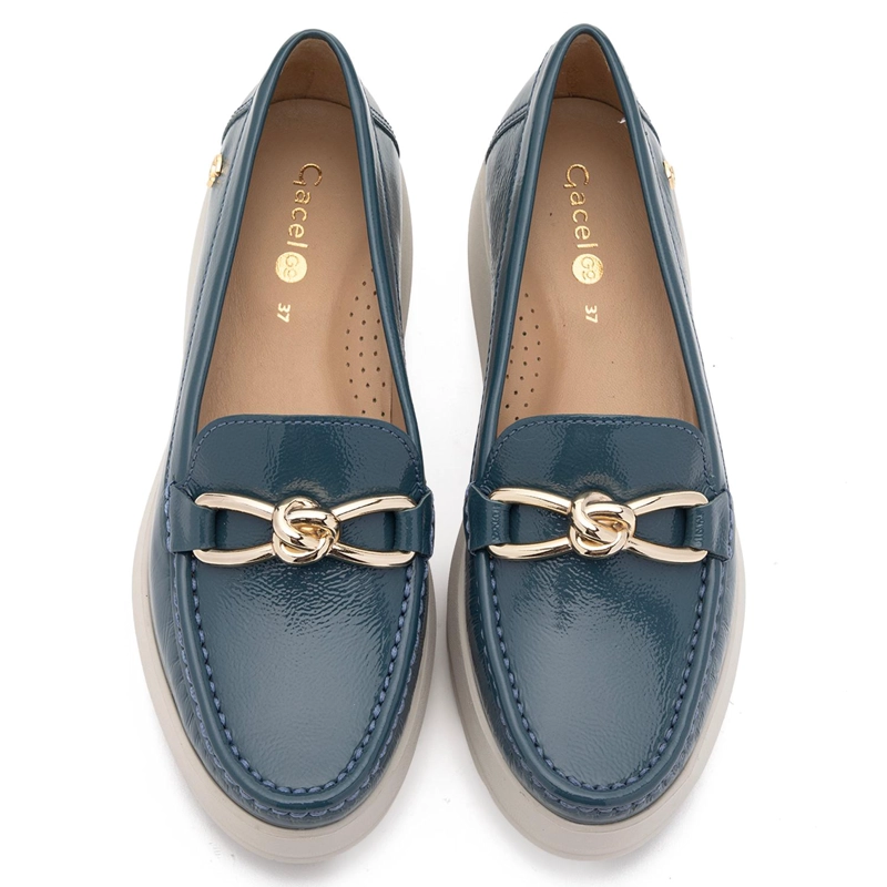 MOCASIN DE CUERO MUJER GACEL AZUL LOCANDA - 4